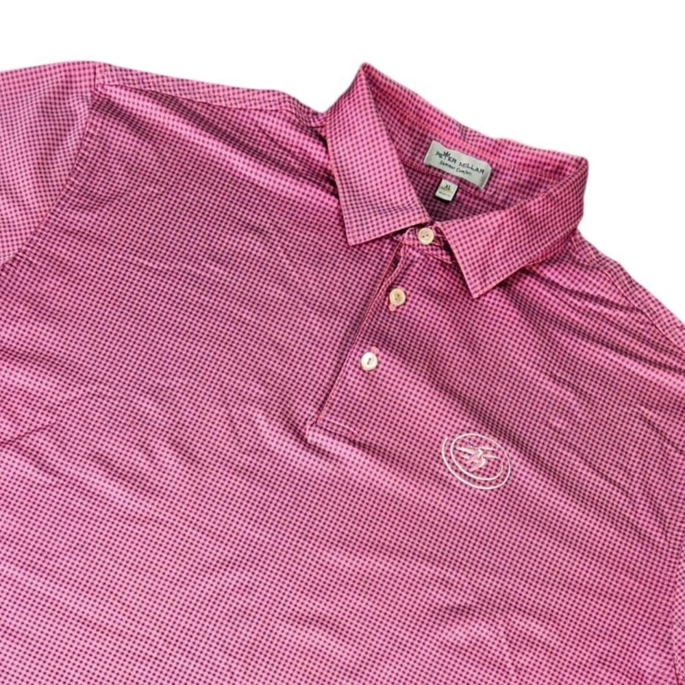 Peter Millar Summer Comfort Polo Shirt Mens XL Pink Purple Gingham Performance